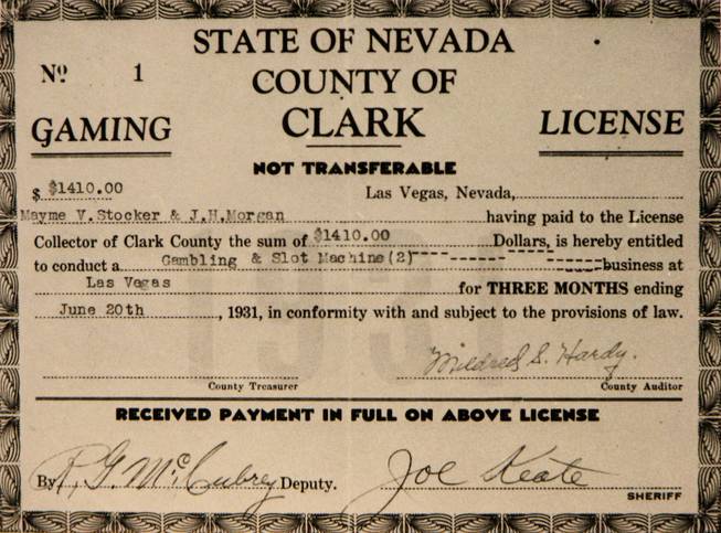The first Nevada Gaming License was issued to Mayme Stocker ...