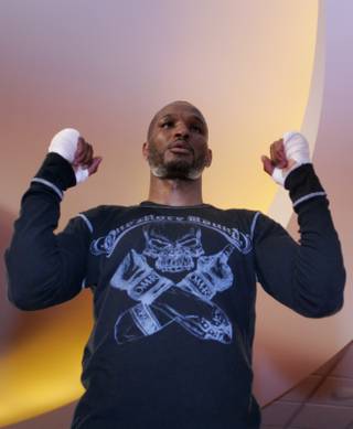 Boxer Bernard Hopkins poses during a public workout at Planet Hollywood Tuesday April 15, 2008. 