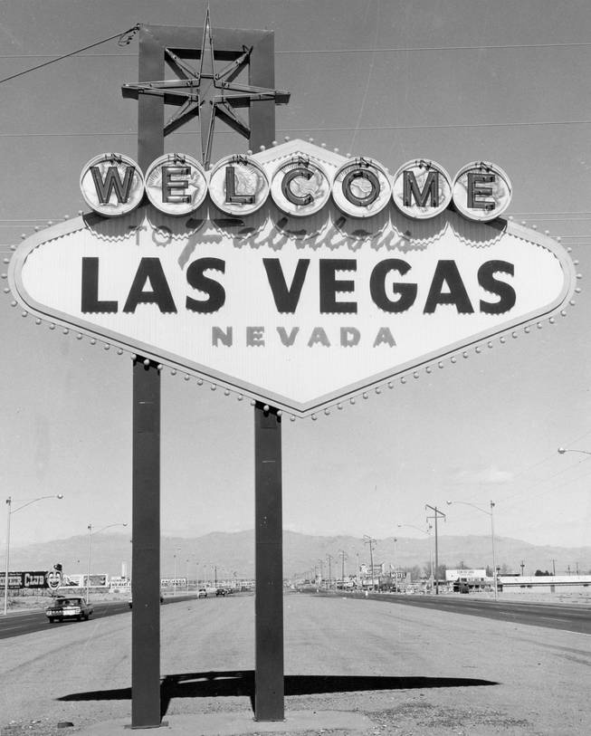 The fabulous welcome sign, designed by Betty Willis, was unveiled in 1959. Clark County officials placed the sign on an island on the southern tip of the Strip, but now the sign is further south because of the city's growth. 