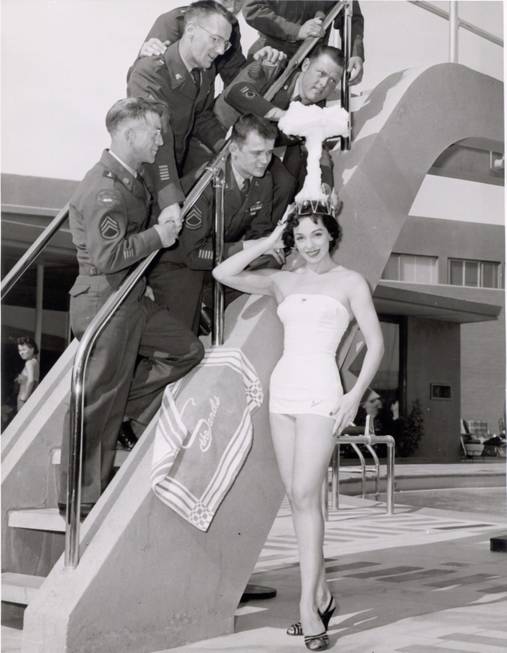 Sands Copa Girl, Linda Lawson, is crowned "Miss-Cue" by military ...