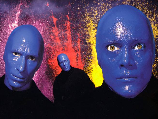 The Blue Man Group pose for a promotional shot advertising their show "Live at Luxor" in January 2000. They performed at the Luxor from March 10, 2000 until Sept. 15, 2005 when they moved to the Venetian hotel. 