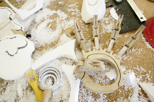 The tools and moving parts of the Entertainment Engineering and Design workshop are scattered on a table in the classroom at UNLV. The first official semester of the new degree program begins in September. 