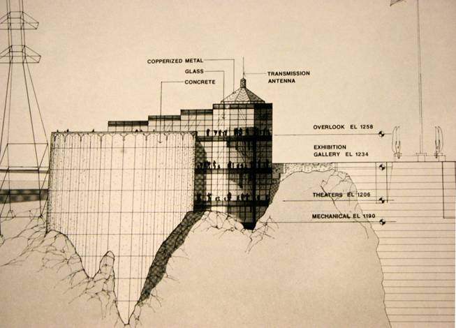A diagram of the visitors center at the Hoover Dam ...
