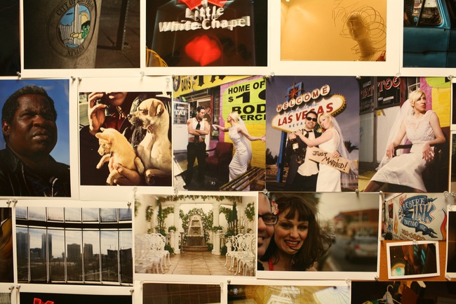 Photos for Protz's class hang outside the classroom at the College of Southern Nevada. Each student is completing a project on a subject of his choice in Las Vegas. They seem to relish the freedom to experiment the class provides.