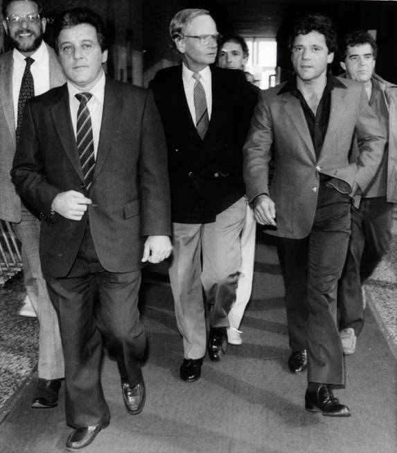 Mobster Anthony Spilotro, left, and his brother, Michael, leave the ...