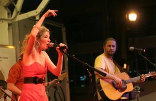 Country singer Emily West performs a set during the Fourth of July celebration at the Henderson Events Plaza.