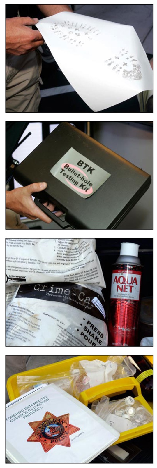 From top, technicians use a 