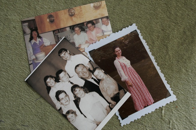 Family pictures provided by Kathleen Mackert: On top, four of Clyde Mackert's wives stand in the kitchen. At left, a portrait of part of the Mackert clan. At right, Kathleen Mackert poses in a red dress -- before the sect leader declared that the color red could not be worn. 