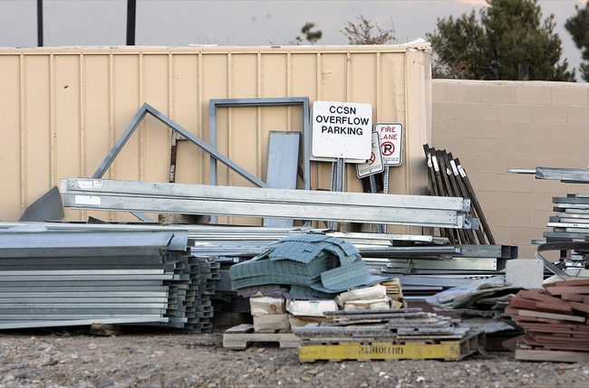 CSN employees have questioned whether this salvage area on Bob Gilbert's property off Kyle Canyon Road contains college materials.  