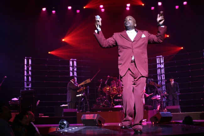 Jerome Benton gets things started as The Time performs in the Flamingo Showroom.  