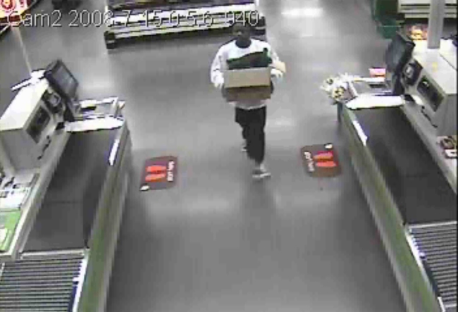 Surveillance video image of the robbery suspect.