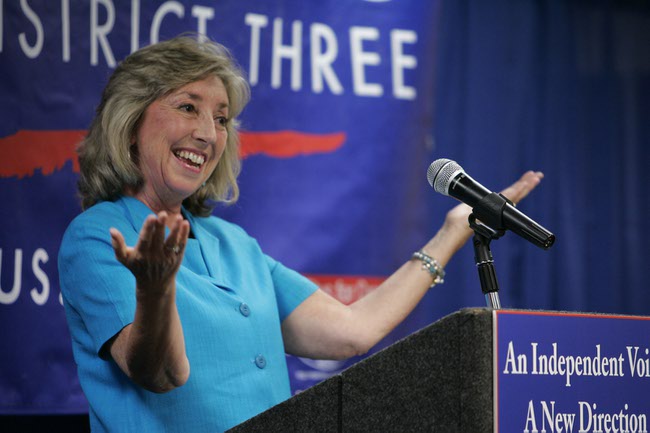 State Sen. Dina Titus, D-Las Vegas, who won Tuesday's Democratic primary for the 3rd Congressional District, speaks to supporters at the SEIU headquarters Tuesday, Aug. 12, 2008.