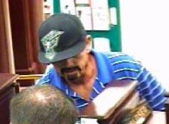 Surveillance video image of the bank robbery suspect.