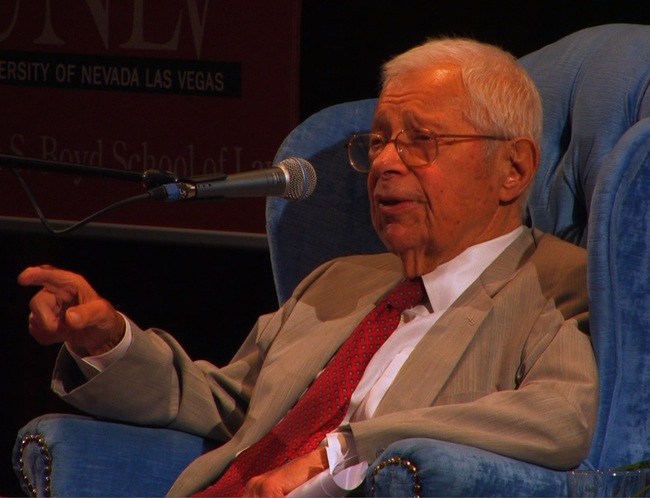 Ninety-four-year-old Daniel Schorr, longtime journalist and  National Public Radio's senior news analyst, spoke Thursday, Sept. 11, 2008, at UNLV on the topic 