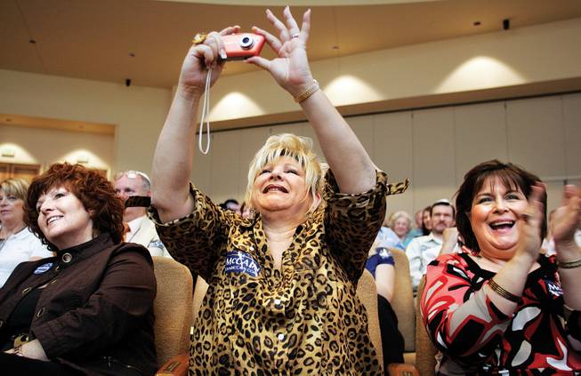 Monterey Brookman, from left, Nancy Johnson and Maureen Karas show their support during Lieberman's visit. Local Jewish leaders say their congregants increasingly support Republican candidates.