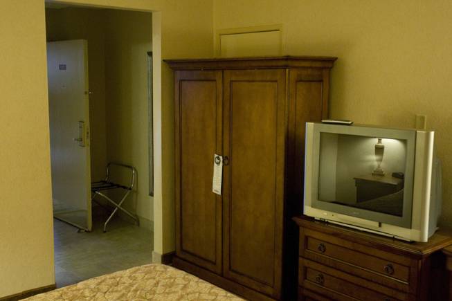 Room 1203 at the Palace Station Hotel & Casino is seen in Las Vegas, Friday, Sept. 19, 2008. The room is where O.J. Simpson allegedly committed felony kidnapping, armed robbery and conspiracy related to a Sept. 13, 2007 confrontation with sports memorabilia dealers. 