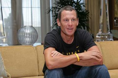 Lance Armstrong in the Palazzo’s presidential suite.