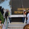 Construction workers prepare to hoist a beam signed by all Caesars Palace employees above the new Octavius Tower. The new tower is slated to open in summer 2009. 