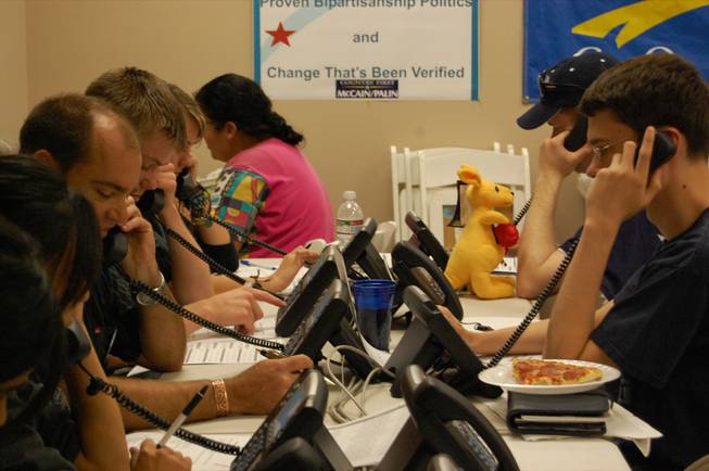 Volunteers at the McCain-Palin headquarters in Henderson make phone calls to local constituents during the 2008 campaign. 