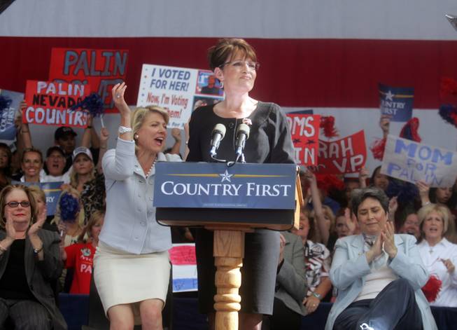 Alaska Gov. Sarah Palin, the Republican nominee for vice president, rallied thousands of fans at the Henderson Pavilion on Tuesday.