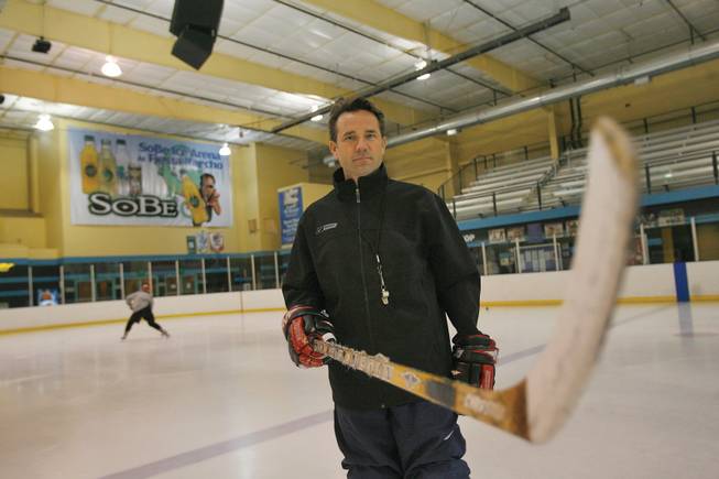 UNLV hockey coach Rob Pallin poses during a training session at the Sobe Ice Arena at the Fiesta Rancho Casino on Oct. 14.