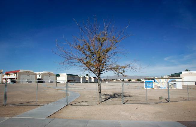 The park area is fenced off inside Buena Vista Springs, the now shuttered apartment complex at Carey Avenue and Martin Luther King Boulevard in North Las Vegas. 