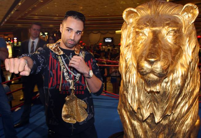 Junior welterweight boxer Paulie Malignaggi of New York poses as he makes his official "arrival" at the MGM Grand in Las Vegas, Nevada Tuesday, November 18, 2008. Malignaggi is preparing for a 12-round fight with British boxer Ricky Hatton at the arena on Saturday.