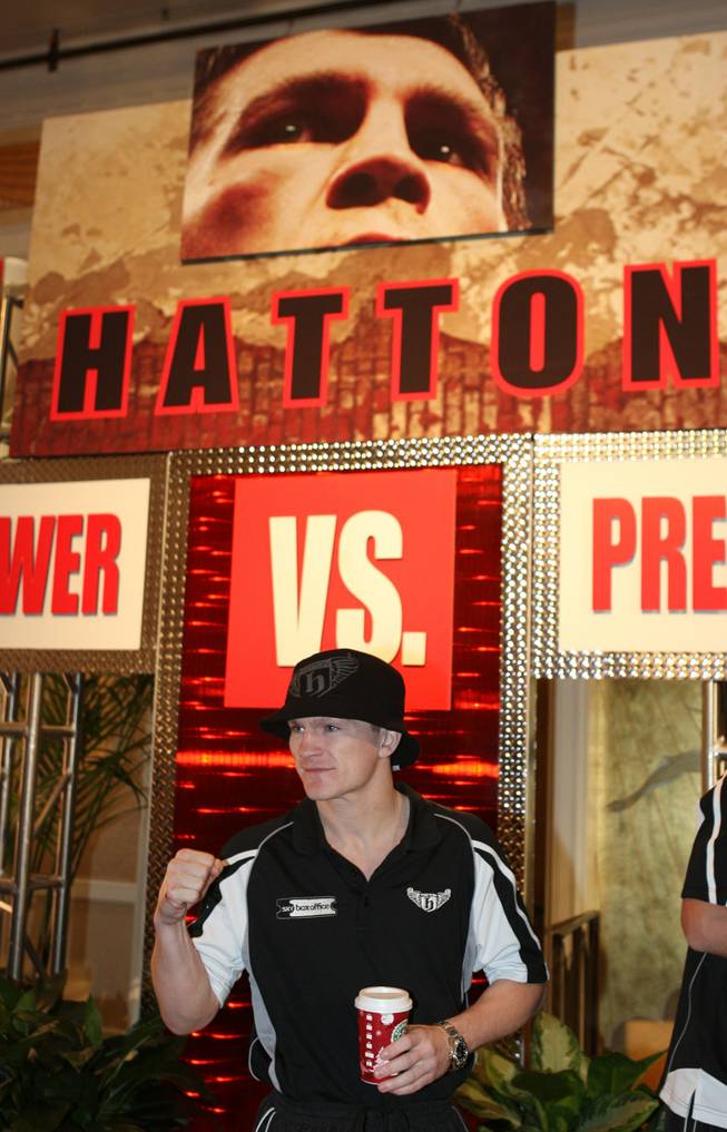 Junior welterweight boxer Ricky Hatton of Britain arrives for a news conference at the MGM Grand hotel and casino in Las Vegas, Nevada on November 19, 2008.