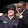 Ricky Hatton (left) of England poses with his trainer Floyd Mayweather Sr. during a post fight press conference after defeating Paulie Malignaggi in a junior welterweight bout at the MGM Grand Garden Arena in Las Vegas.