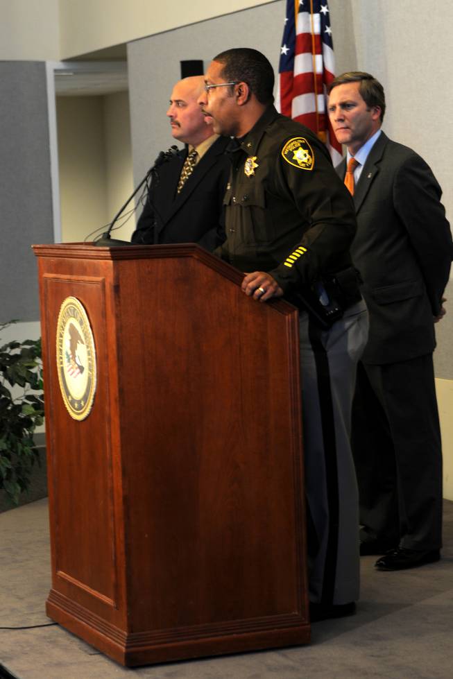 Press conference at the Lloyd D. George United States Courthouse in Las Vegas is held in regards to the two-year long investigation of federal credit card fraud and identity theft crimes. 