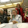 Boulder City residents, from left, Vera Lemp, Nancy Ward, Virginia Dyson and Edith Zinn blow their whistles during a New Years Eve celebration at the Boulder City Senior Center on Wednesday, Dec. 31, 2008.