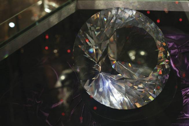 This 50.6-pound Swarovski rhinestone is on display in a case at the Liberace Museum. 