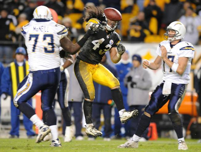 Pittsburgh safety Troy Polamalu (43) breaks up a play against San Diego in this file photo.