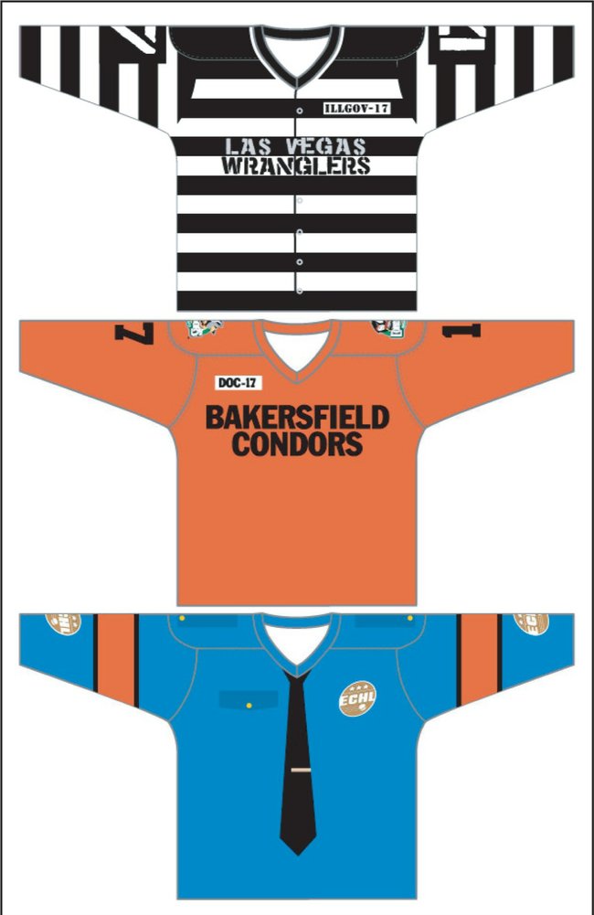 The jerseys for the Las Vegas Wranglers' 