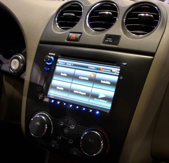 The Music Home section of the CarStars demonstration system reveals simple UI with easy to read buttons.