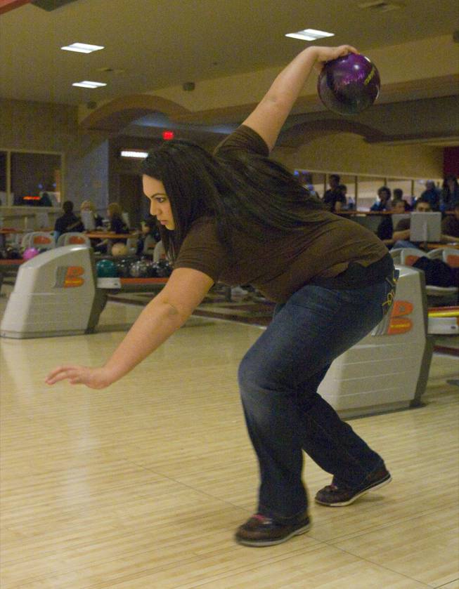 Bonanza bowler Hannah Chipman bowls against Durango at the Suncoast Bowling Center Jan. 7.
