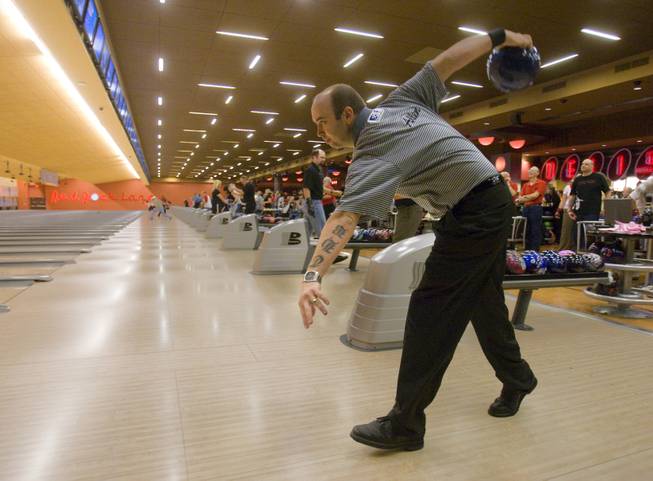 Pro Ritchie Allen bowls during the H&R Block Tournament of Champions pro-am tournament, Saturday, Jan. 24 at Red Rock Lanes.