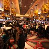 Guests enter the casino for the first time Sunday night at the M Resort.