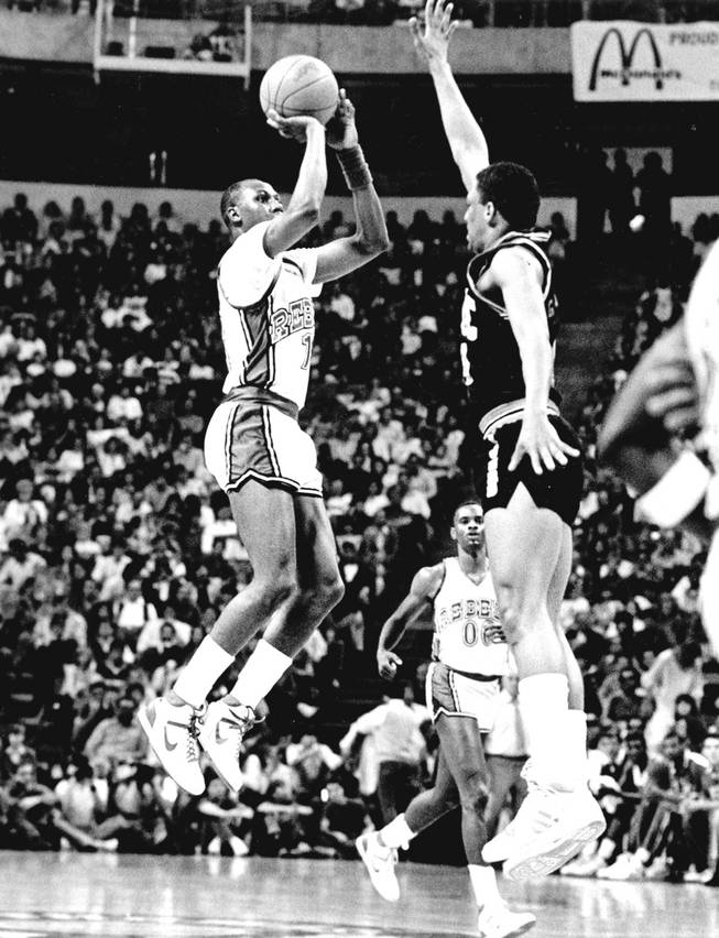 "Fearless" Freddie Banks squares up for a jumper. Banks was one of the best shooters to ever play for the Rebels. 