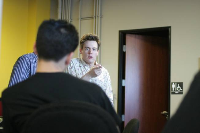 "Jersey Boys" actor Erich Bergen talks with students about the basics of acting Tuesday at the CineVegas headquarters in Henderson.