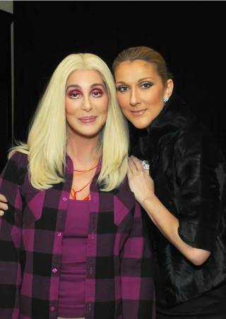 Cher and Celine Dion in Cher's dressing room at The Colosseum in Caesars Palace.