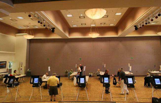Residents vote in Tuesday's municipal primary election at the Desert Vista Community Center in Sun City Summerlin.