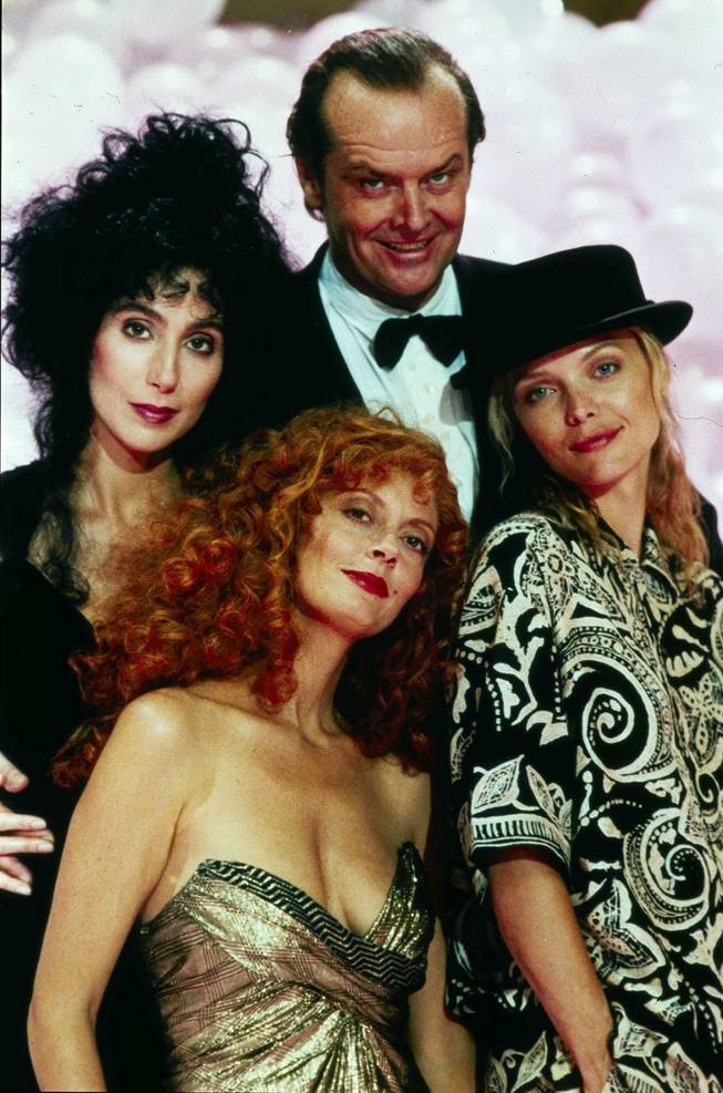 Jack Nicholson, top, is shown with his co-stars in "The Witches of Eastwick," from left to right, Cher, Susan Sarandon and Michelle Pfeiffer, 1987.