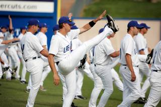 The Las Vegas 51s warm up before practice during media day at Cashman Field in Las Vegas on Tuesday, April 7, 2009.