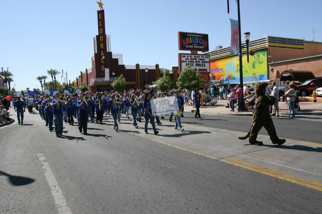 Members of the Burkholder Middle school band perform during Henderson's annual Heritage Parade on Water Street.