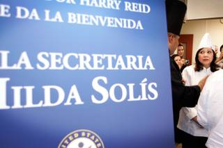 U.S. Labor Secretary Hilda Solis tours the Culinary Training Academy in Las Vegas Thursday, April 23, 2009. 