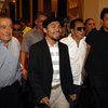 Junior welterweight boxer Manny Pacquiao, center, of the Philippines, heads to his room after making his official arrival at the Mandalay Bay Resort in Las Vegas, Nev., April 28, 2009. Boxing promoter Bob Arum is at left.  Pacquiao will fight Ricky Hatton of England at the MGM Grand Garden Arena on May 2.