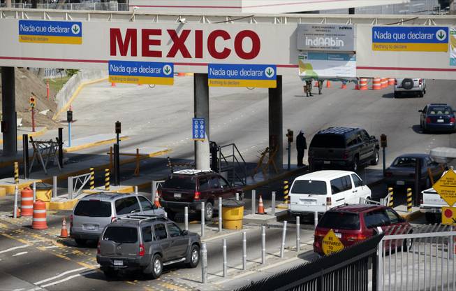 Vehicle traffic crosses from the U.S. into Mexico at the San Ysidro Port of Entry in San Diego County.