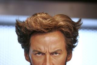 Glass eyes glare out of a wax sculpture of Hugh Jackman as 