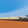 The fully electric DesertXpress trains would reach top speeds of 150 mph and travel 184 miles from Victorville, Calif., to Las Vegas in 84 minutes. 